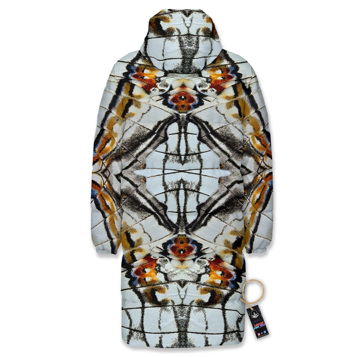 Butterfly Wing Skin Grey Print Long Down Jacket