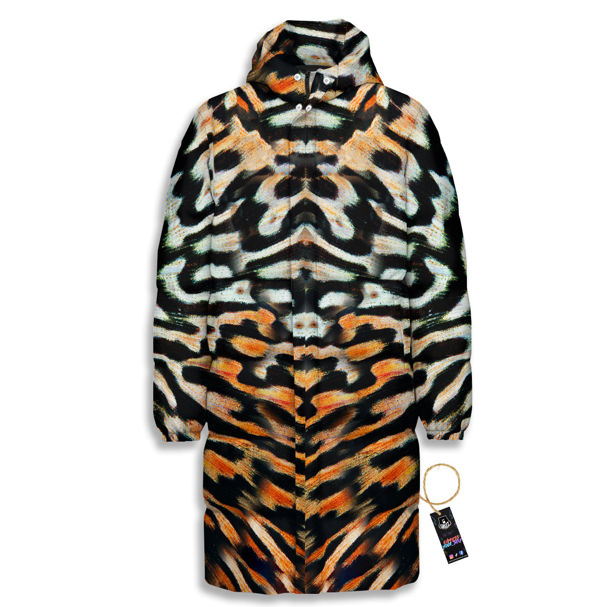 Butterfly Wing Skin Orage Print Long Down Jacket