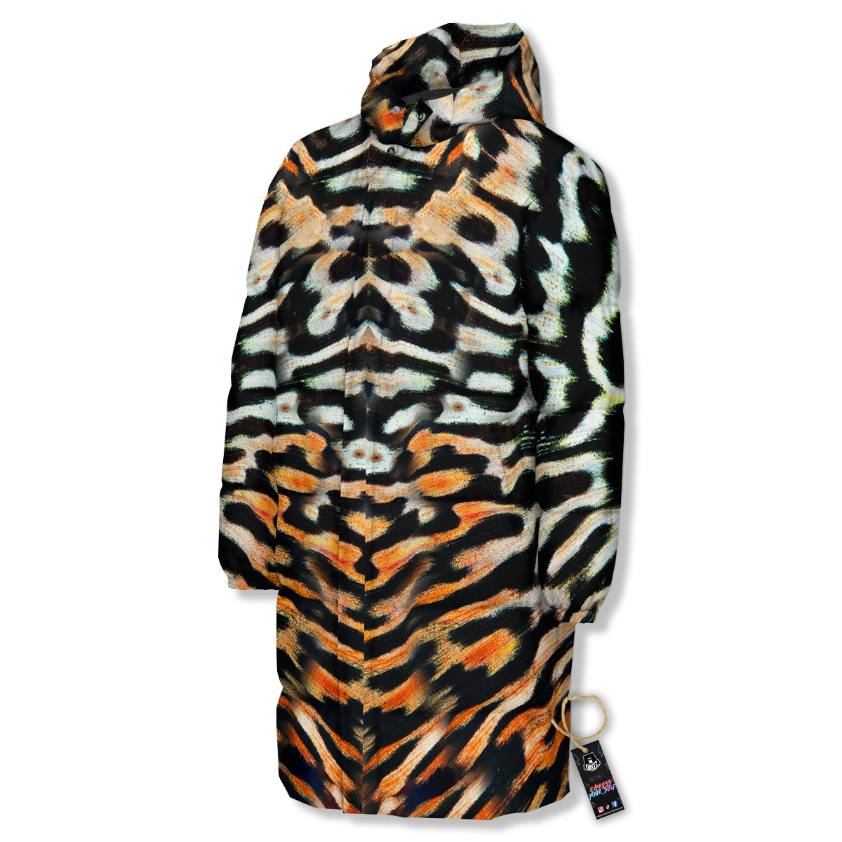Butterfly Wing Skin Orage Print Long Down Jacket