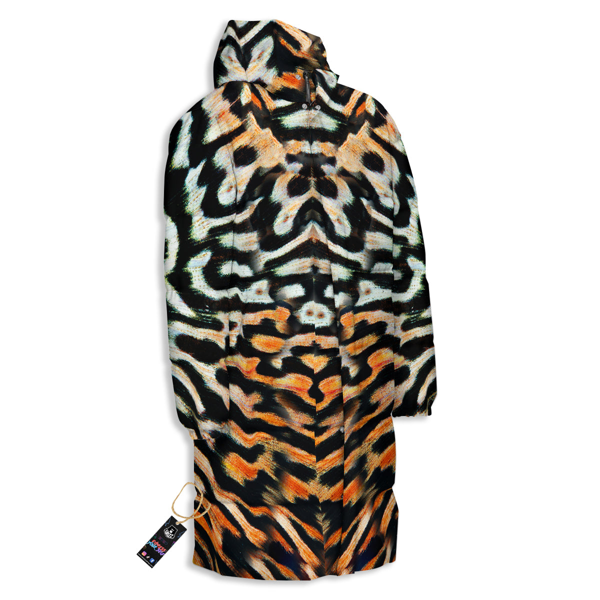 Butterfly Wing Skin Orage Print Long Down Jacket