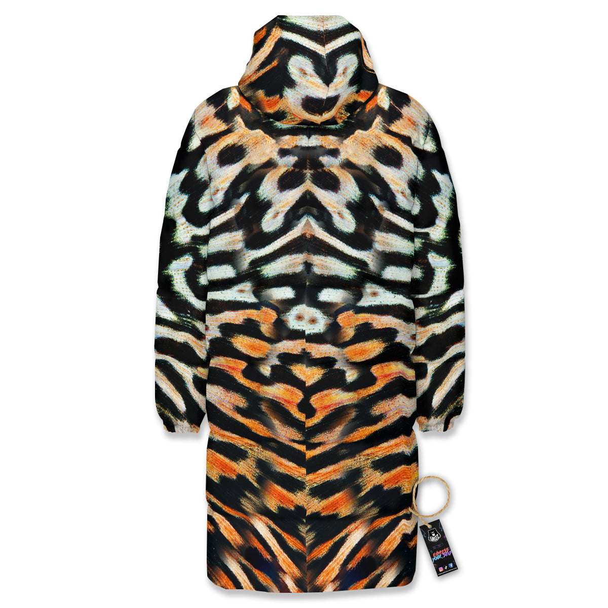 Butterfly Wing Skin Orage Print Long Down Jacket