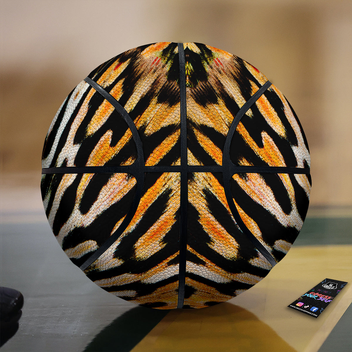 Butterfly Wing Skin White Orange Tiger Print Basketball