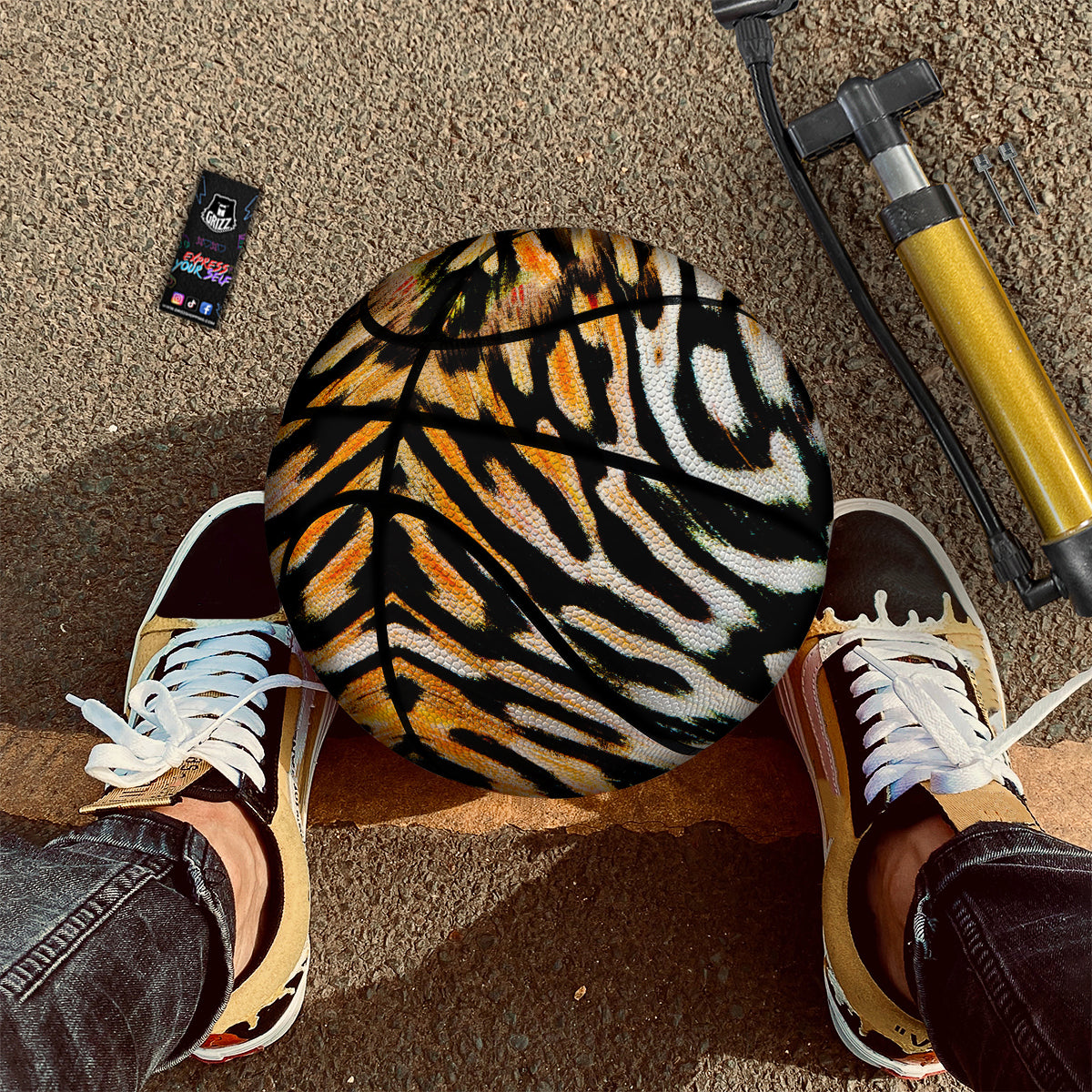 Butterfly Wing Skin White Orange Tiger Print Basketball