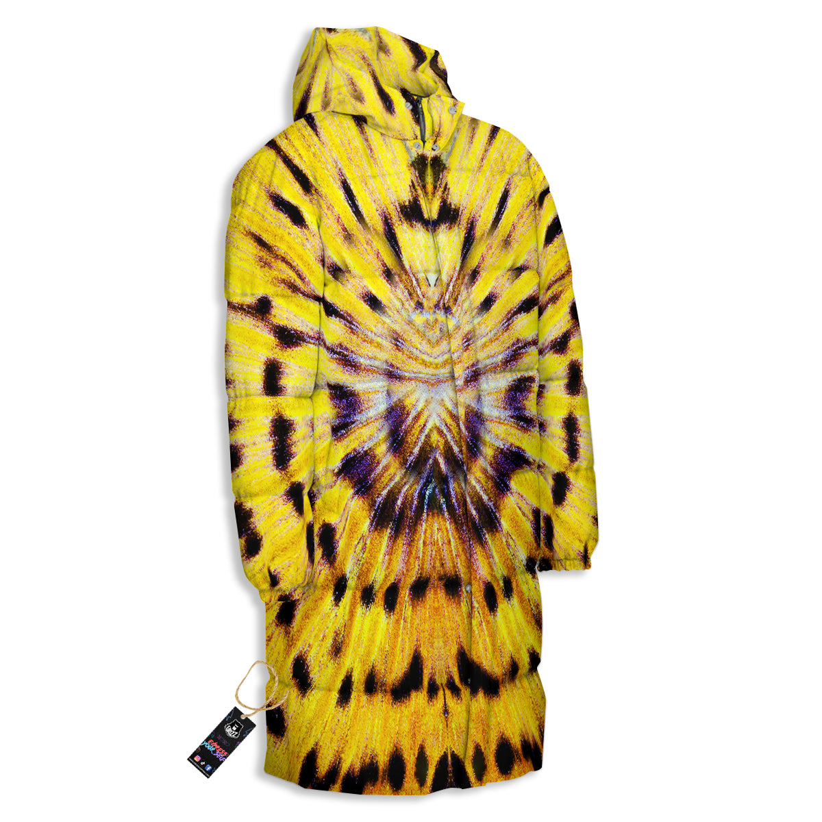 Butterfly Wing Skin Yellow Print Long Down Jacket