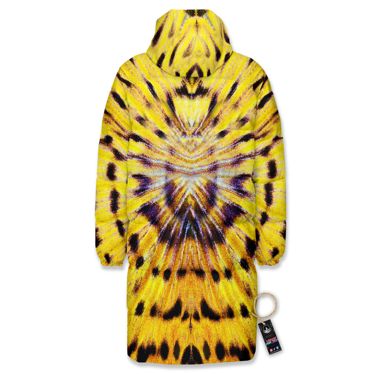 Butterfly Wing Skin Yellow Print Long Down Jacket