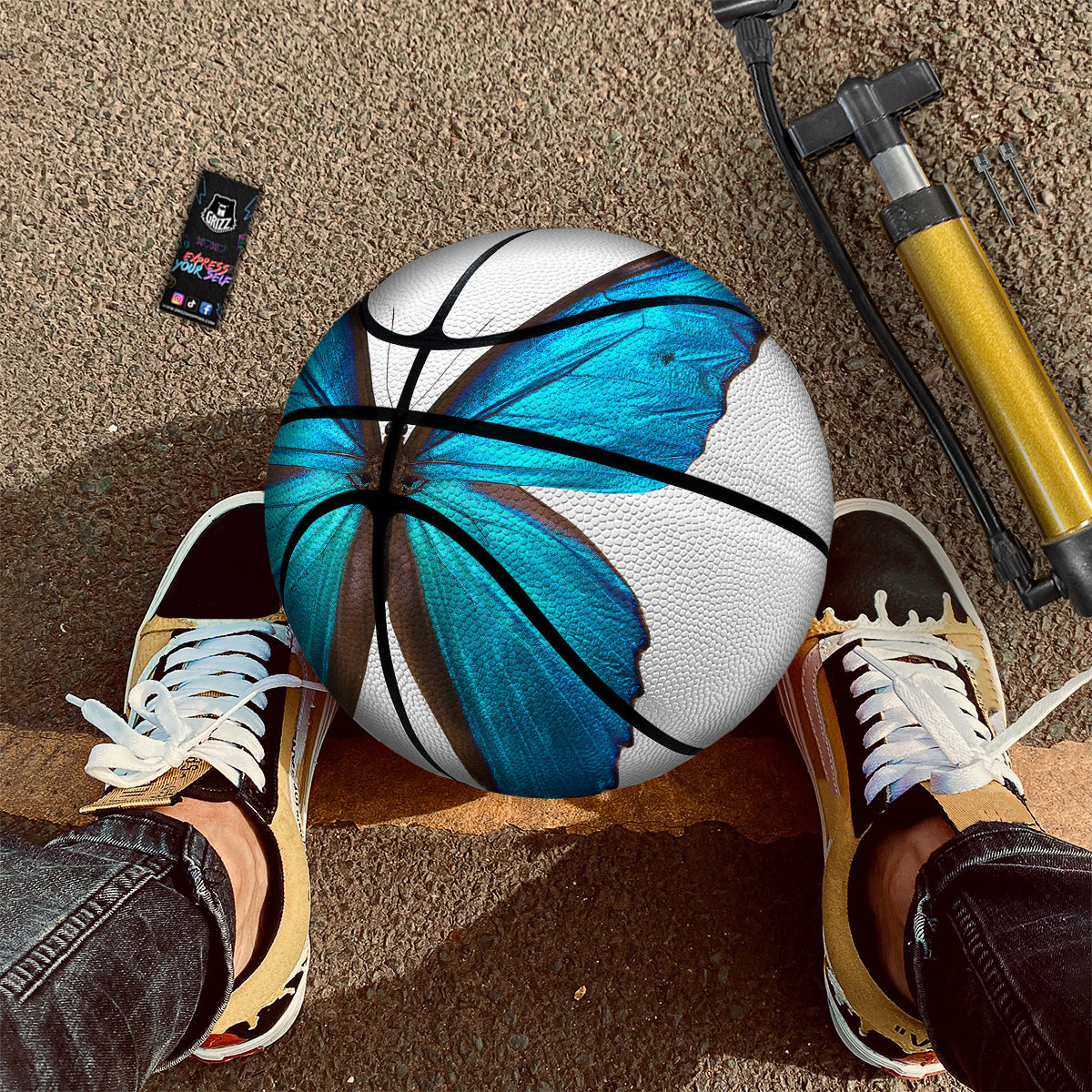 Butterfly Wings Blue Monarch Print Basketball