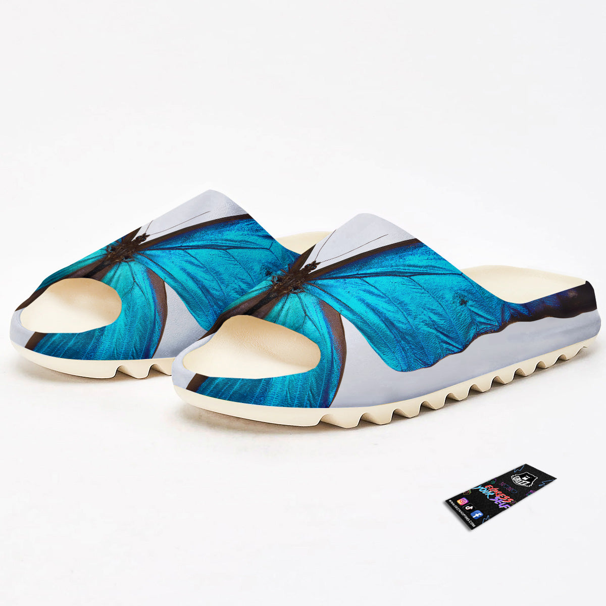Butterfly Wings Blue Monarch Print Sandals-grizzshop