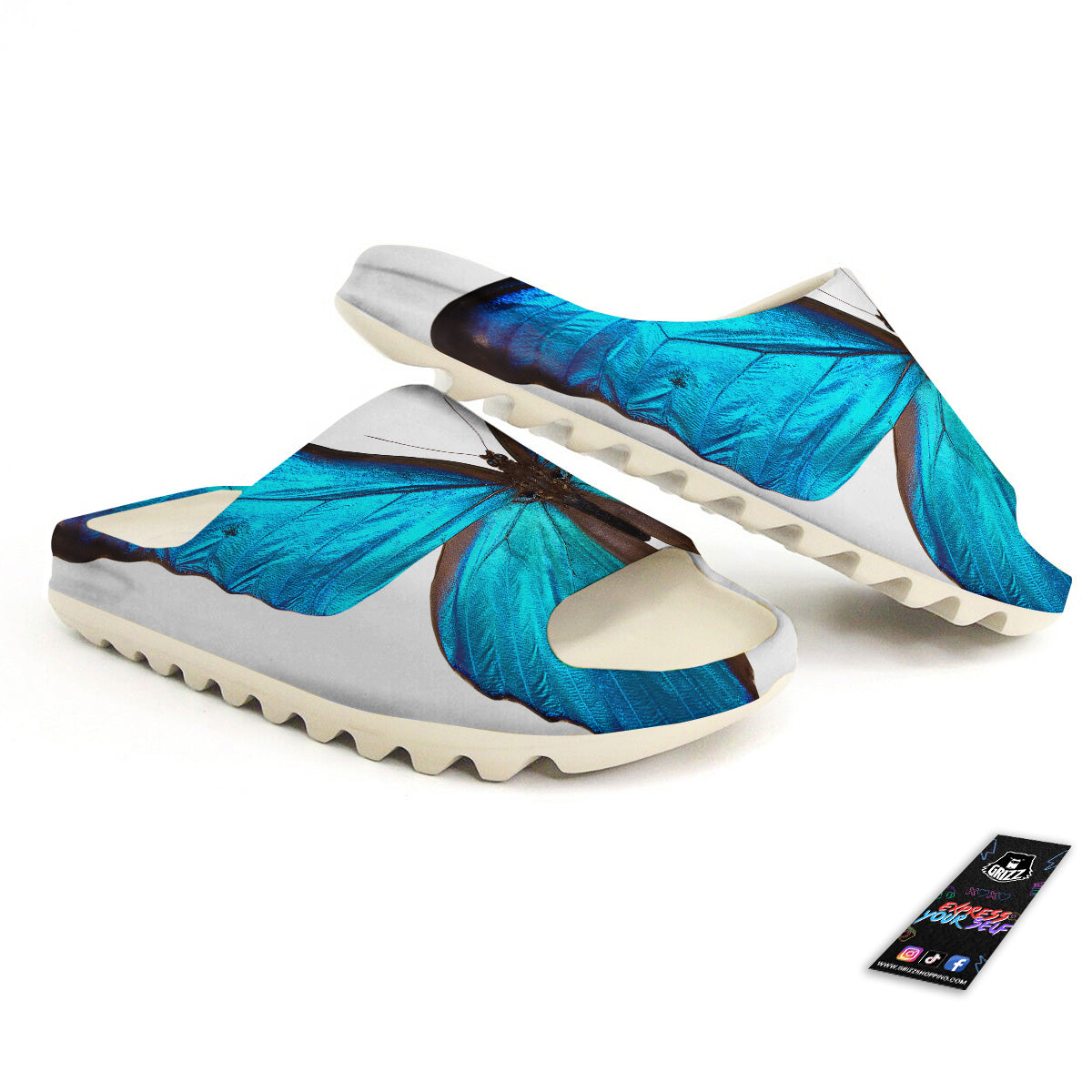 Butterfly Wings Blue Monarch Print Sandals-grizzshop