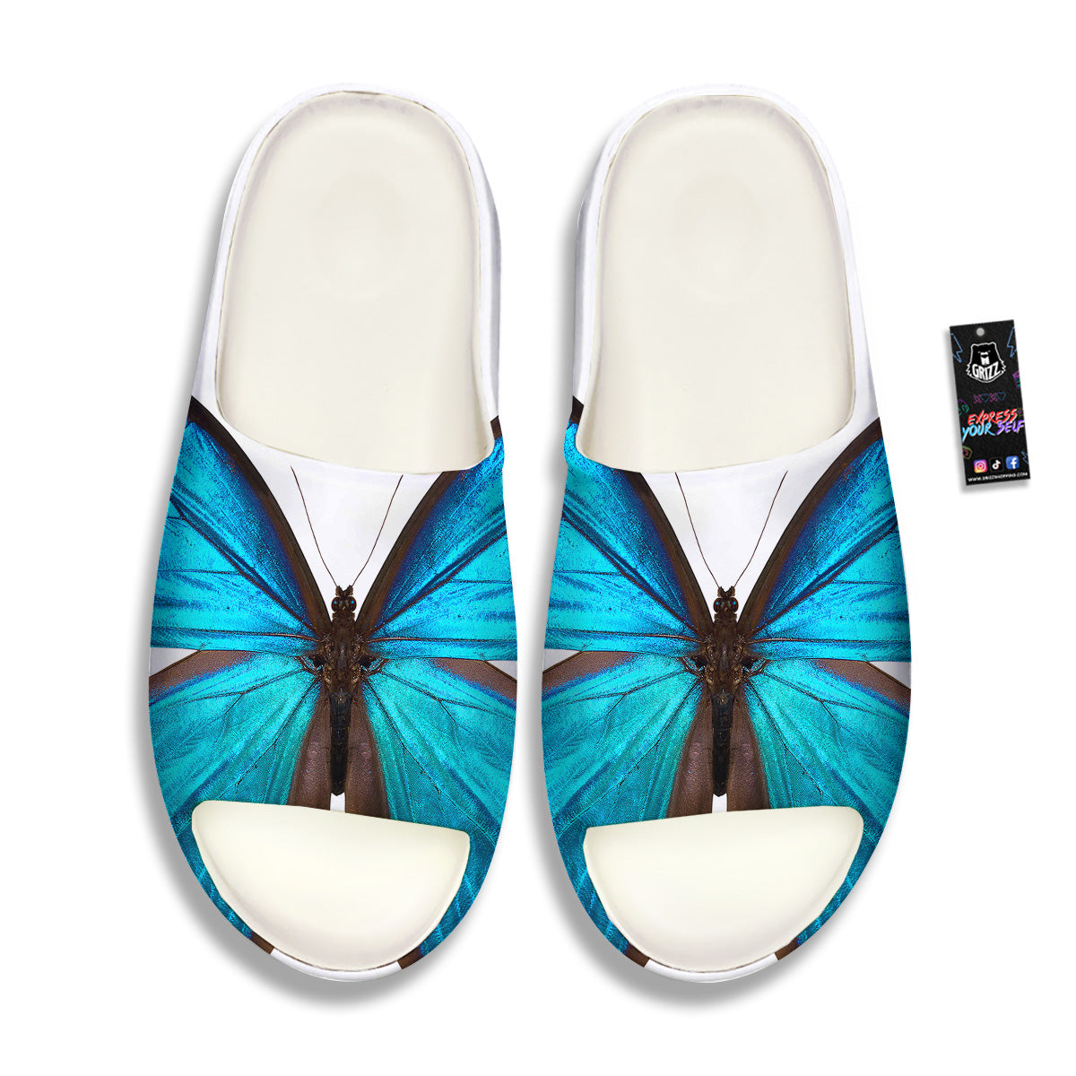 Butterfly Wings Blue Monarch Print Sandals-grizzshop