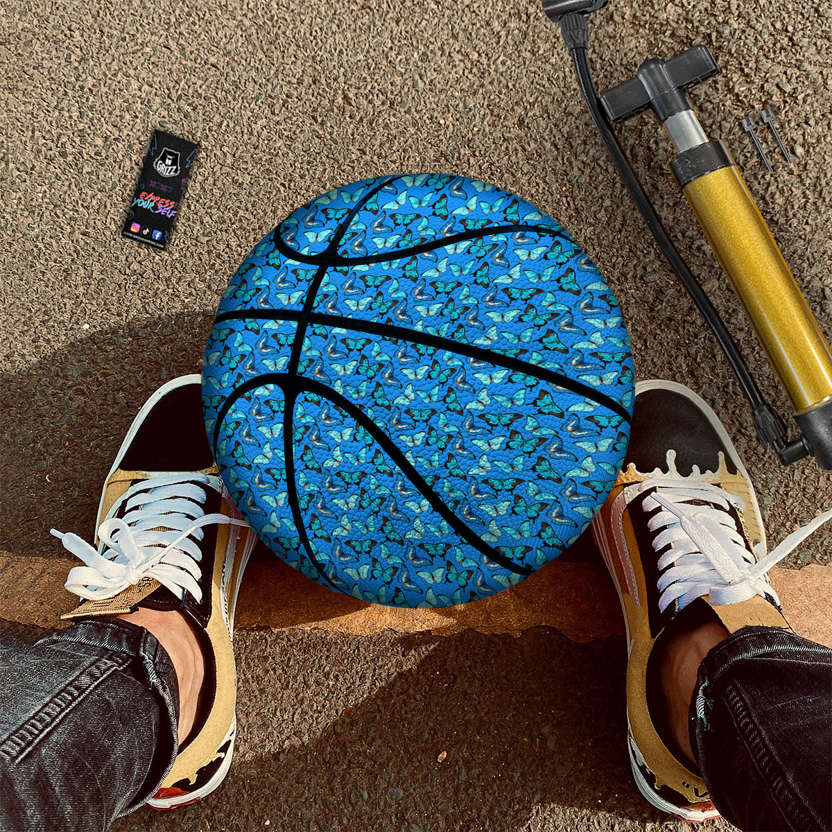 Butterfly Wings Blue Print Pattern Basketball