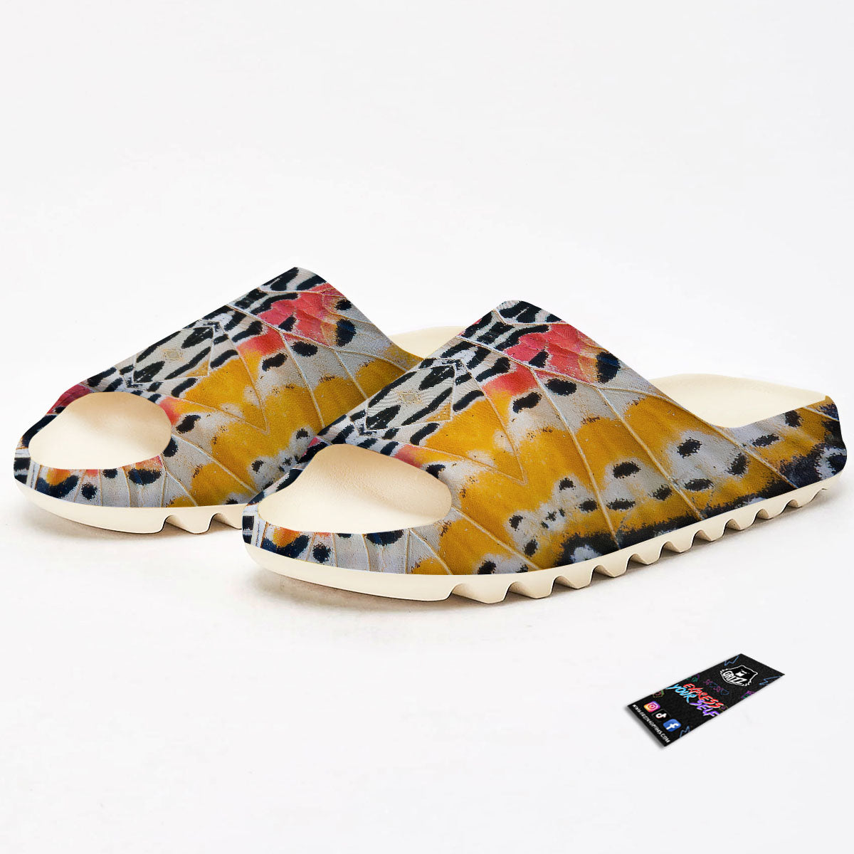 Butterfly Wings Orange Monarch Print Sandals-grizzshop