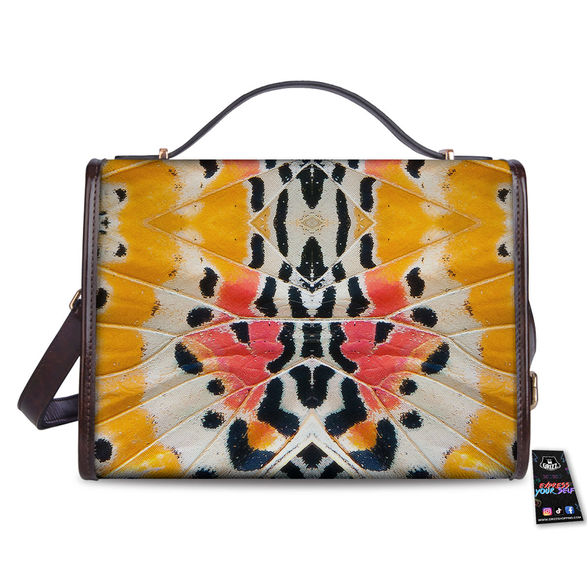 Butterfly Wings Orange Monarch Print Women's Satchel Bag