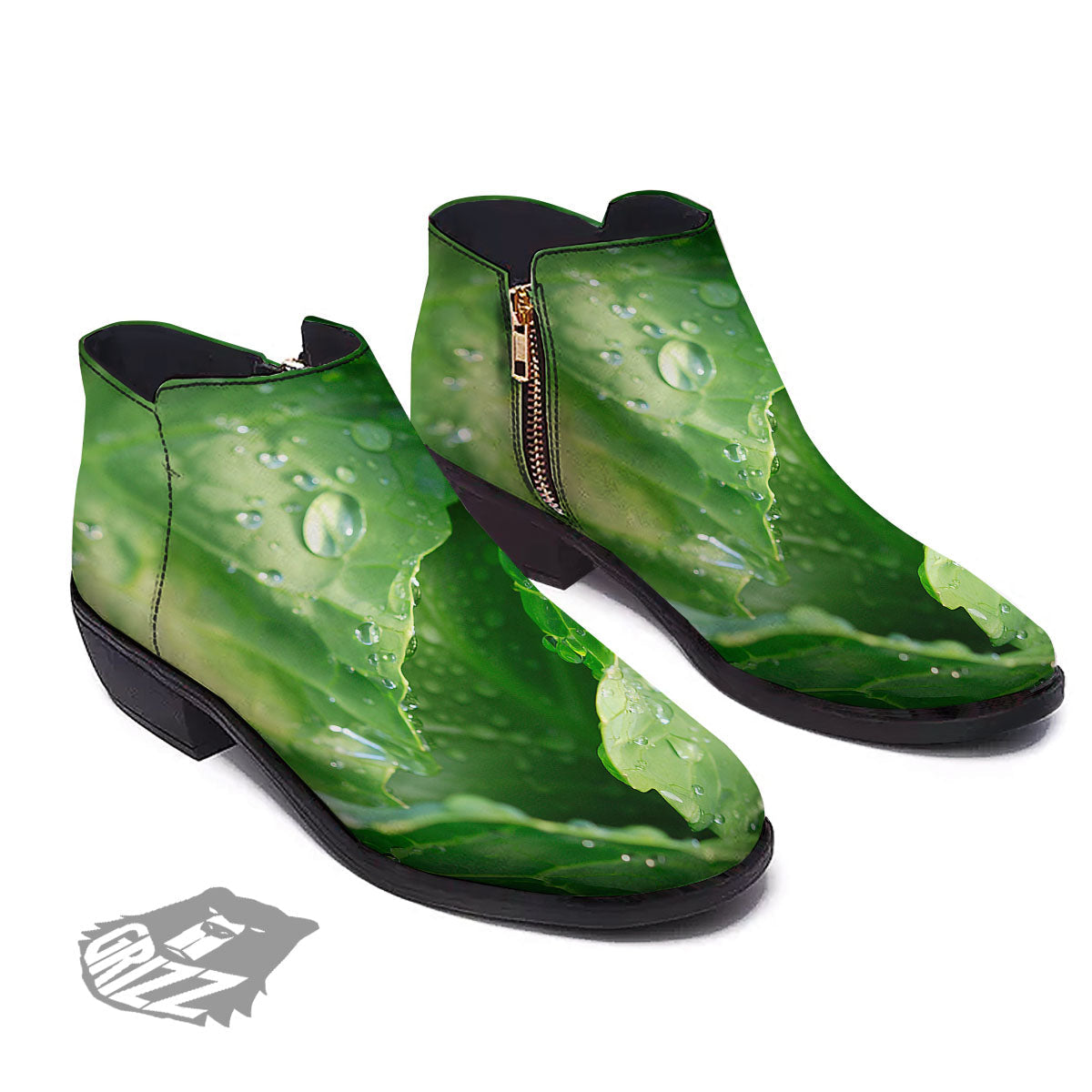 Cabbage Fresh Leaf Print Ankle Boots-grizzshop
