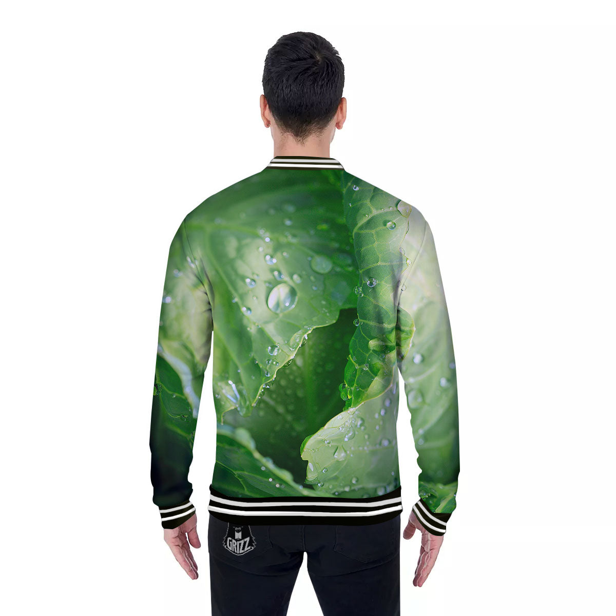 Cabbage Fresh Leaf Print Baseball Jacket-grizzshop