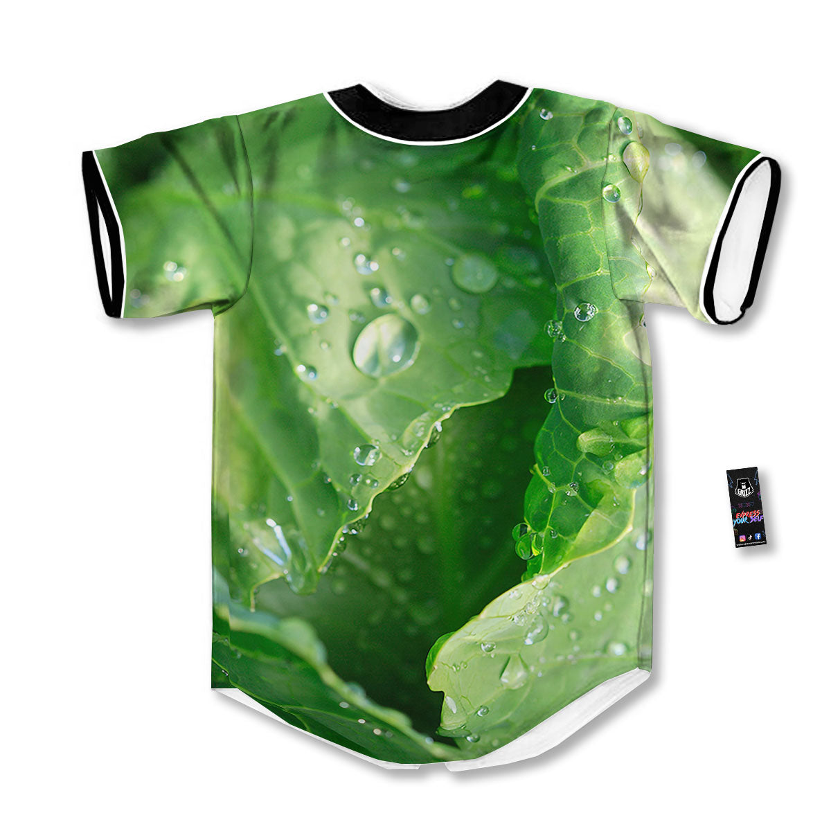 Cabbage Fresh Leaf Print Baseball Jersey-grizzshop