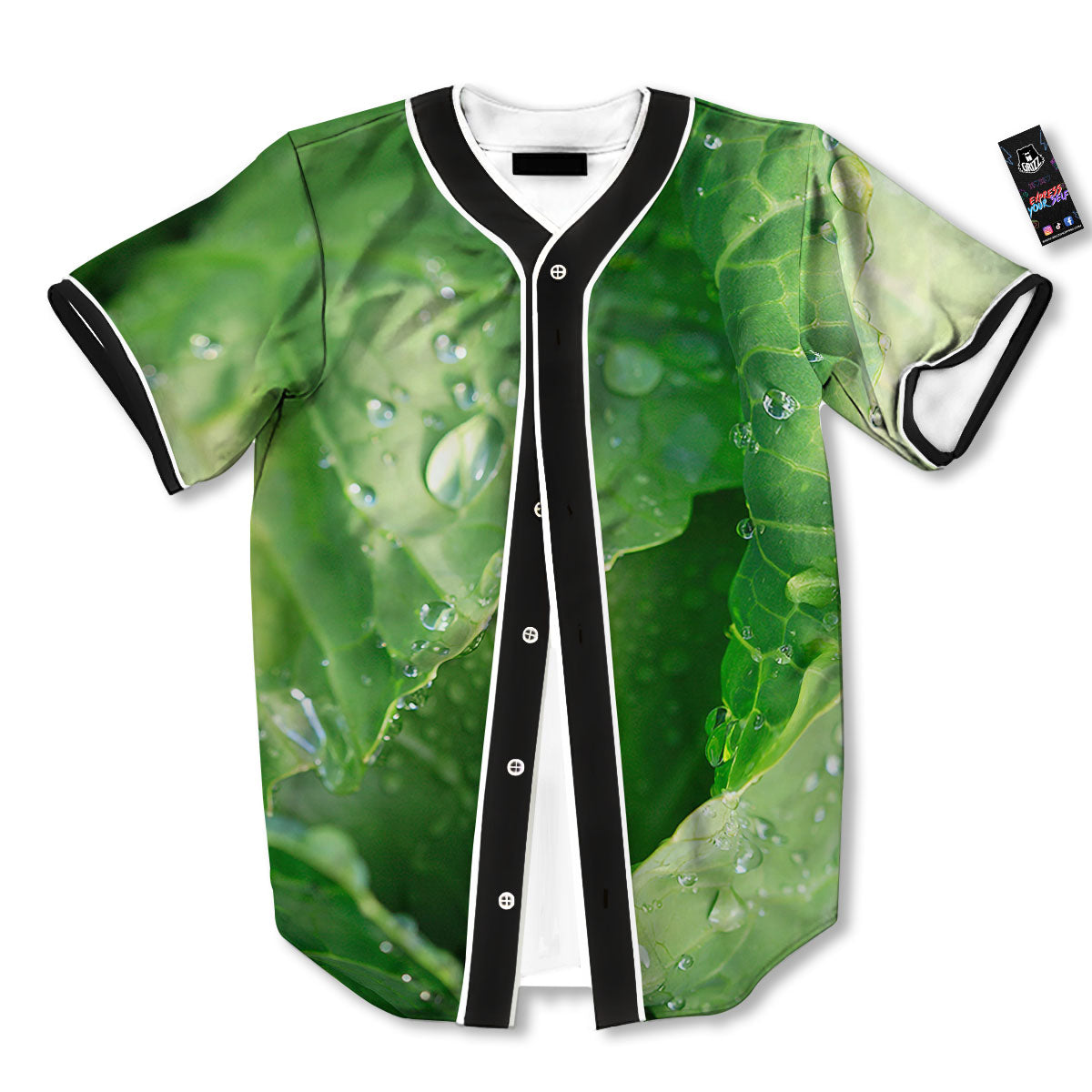 Cabbage Fresh Leaf Print Baseball Jersey-grizzshop