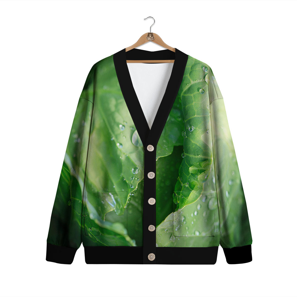 Cabbage Fresh Leaf Print Cardigan-grizzshop