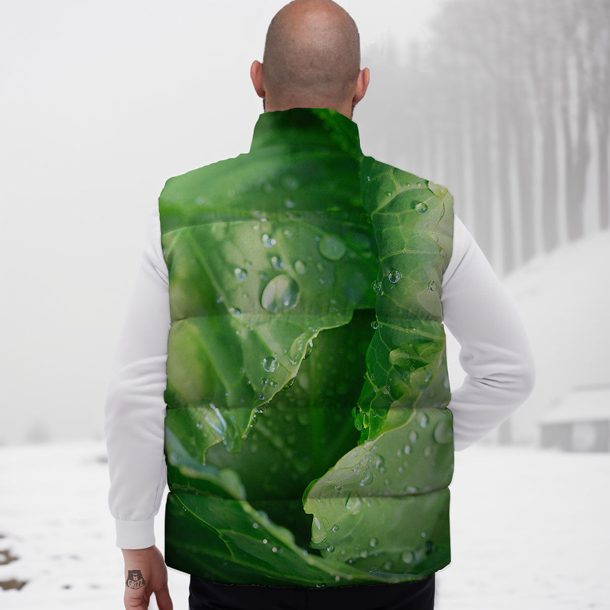 Cabbage Fresh Leaf Print Down Vest