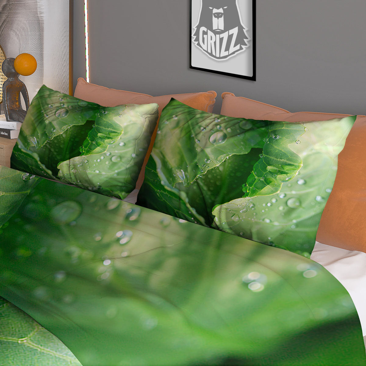 Cabbage Fresh Leaf Print Duvet Cover Bedding Set
