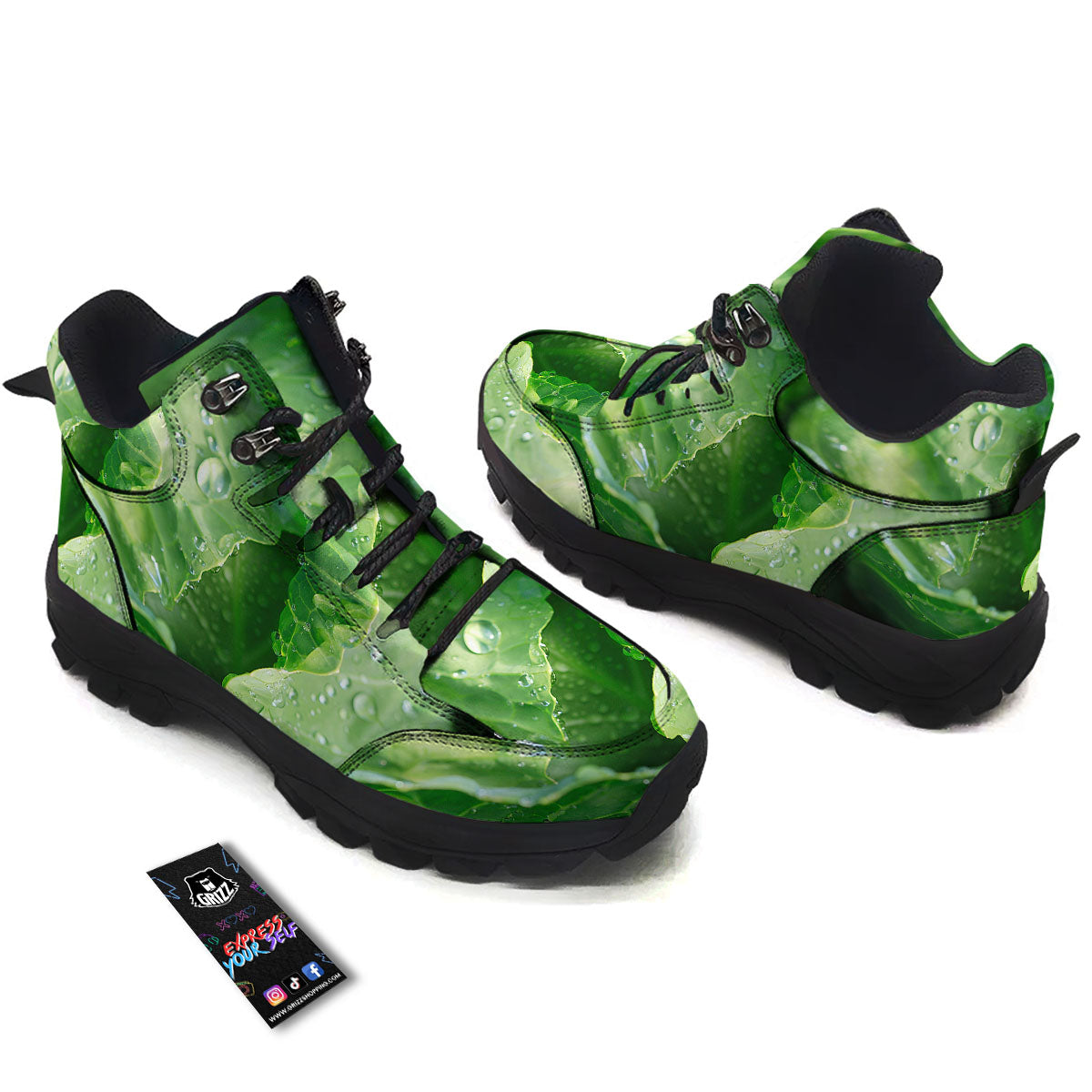 Cabbage Fresh Leaf Print Hiking Shoes-grizzshop