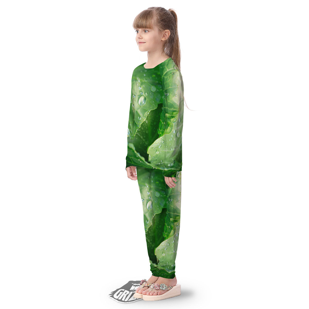 Cabbage Fresh Leaf Print Kid's Pajamas-grizzshop