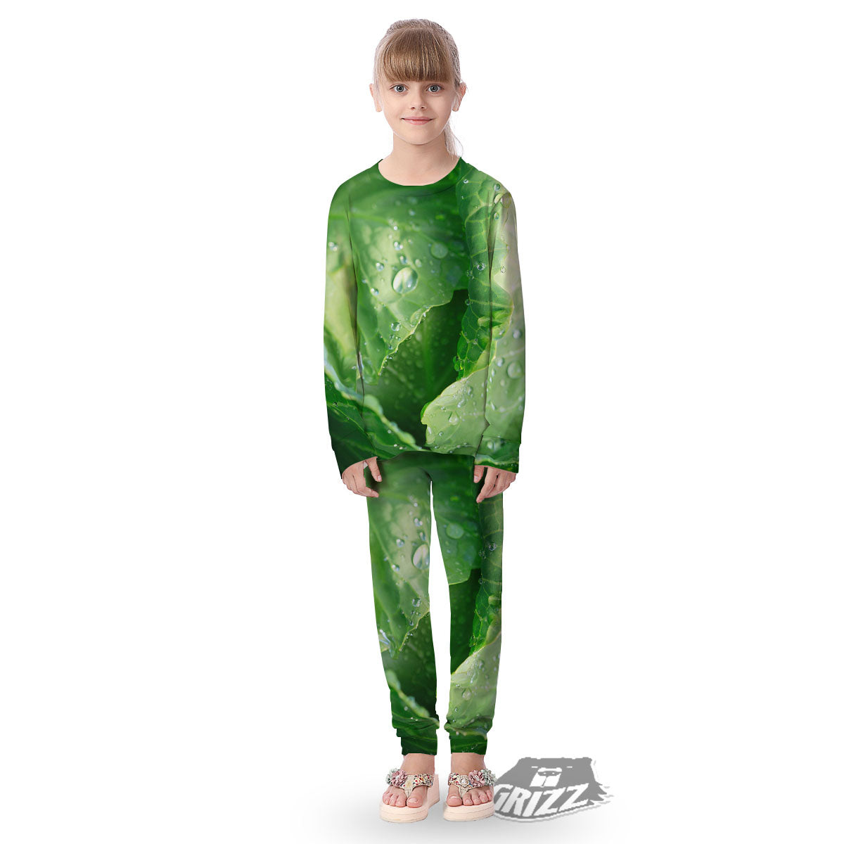 Cabbage Fresh Leaf Print Kid's Pajamas-grizzshop