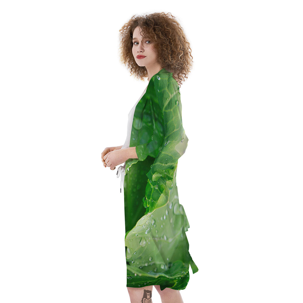 Cabbage Fresh Leaf Print Kimono-grizzshop