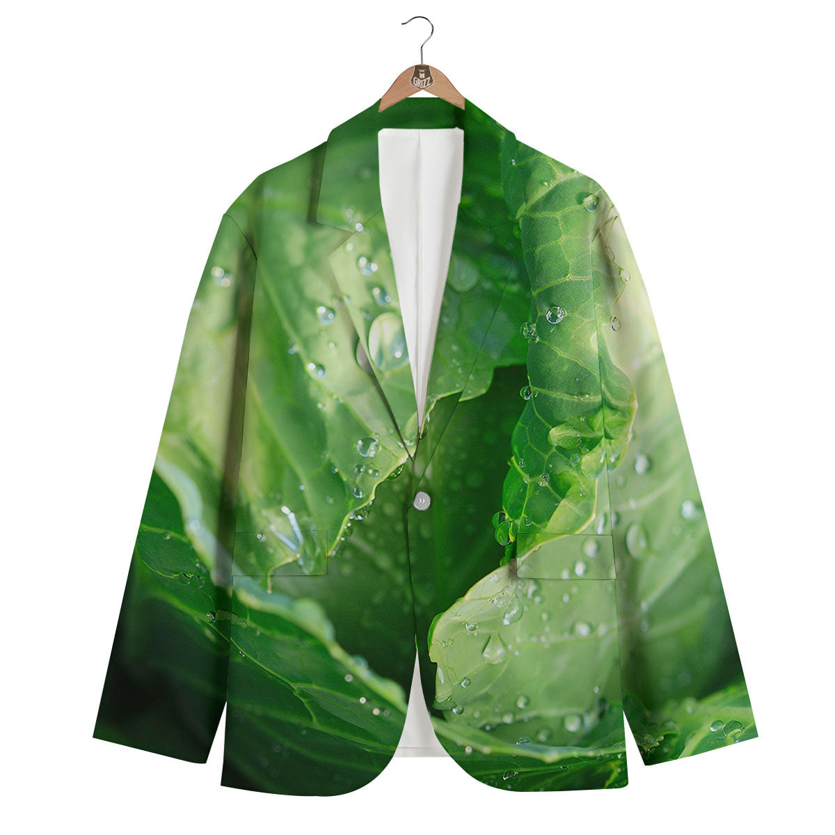 Cabbage Fresh Leaf Print Men's Blazer-grizzshop