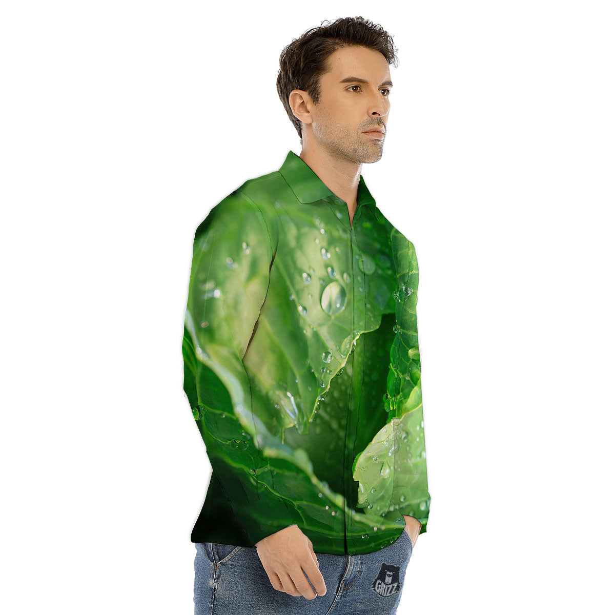 Cabbage Fresh Leaf Print Men's Dress Shirts-grizzshop