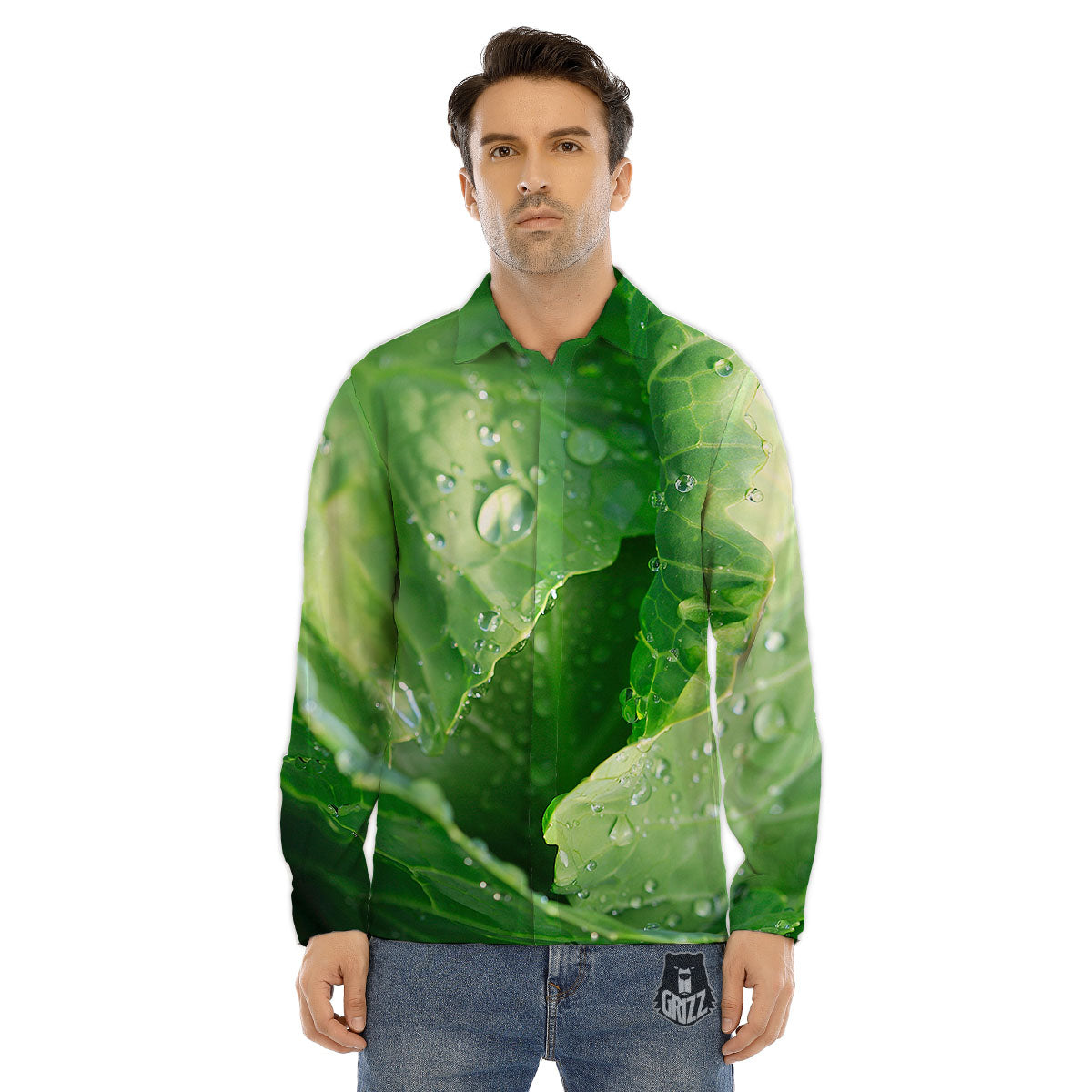 Cabbage Fresh Leaf Print Men's Dress Shirts-grizzshop