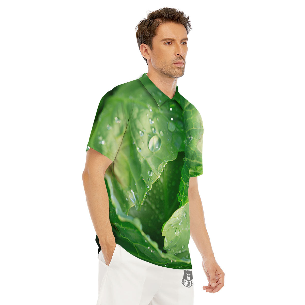 Cabbage Fresh Leaf Print Men's Golf Shirts-grizzshop