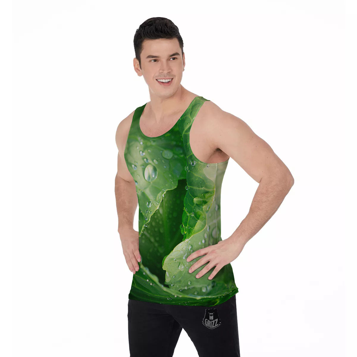 Cabbage Fresh Leaf Print Men's Tank Top-grizzshop