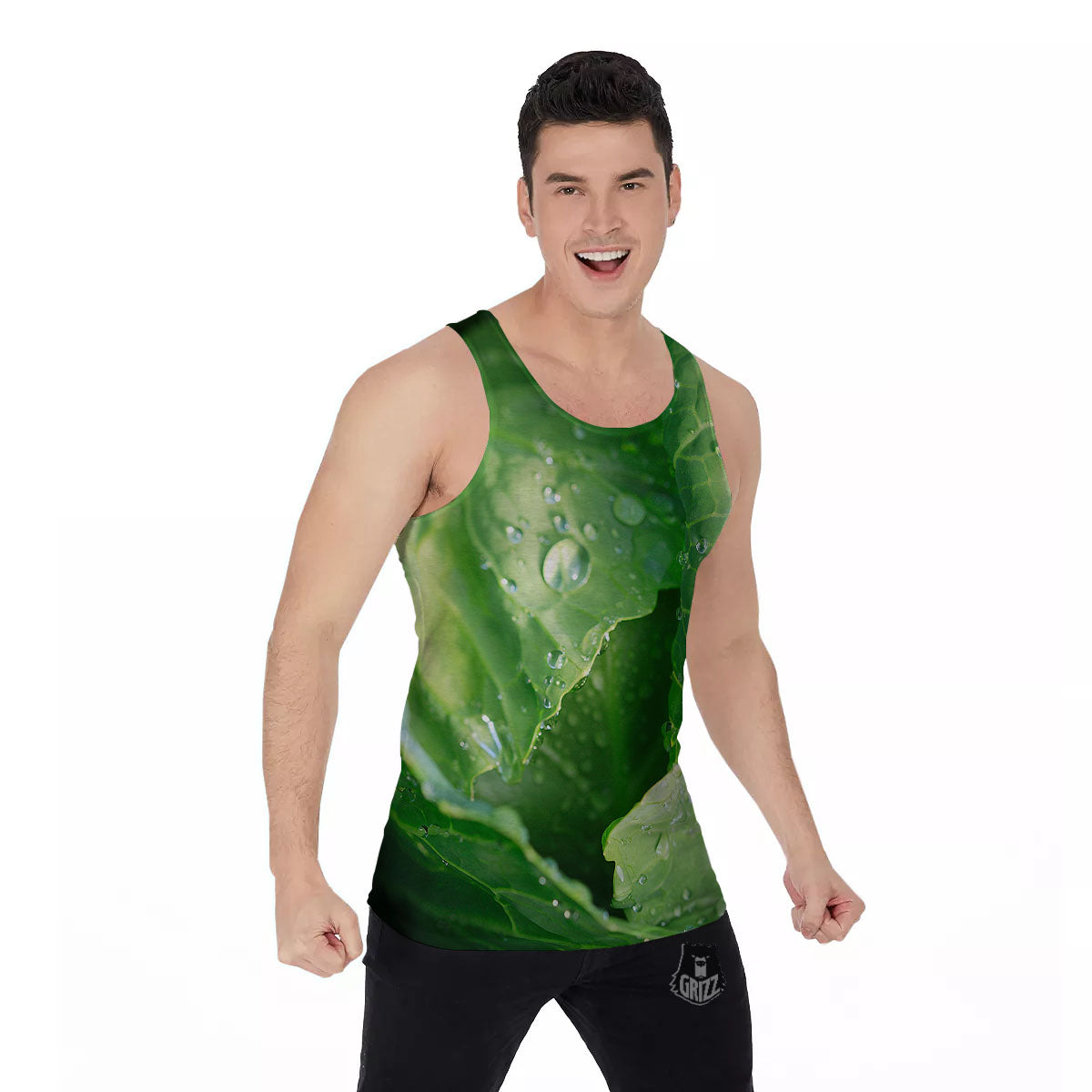 Cabbage Fresh Leaf Print Men's Tank Top-grizzshop
