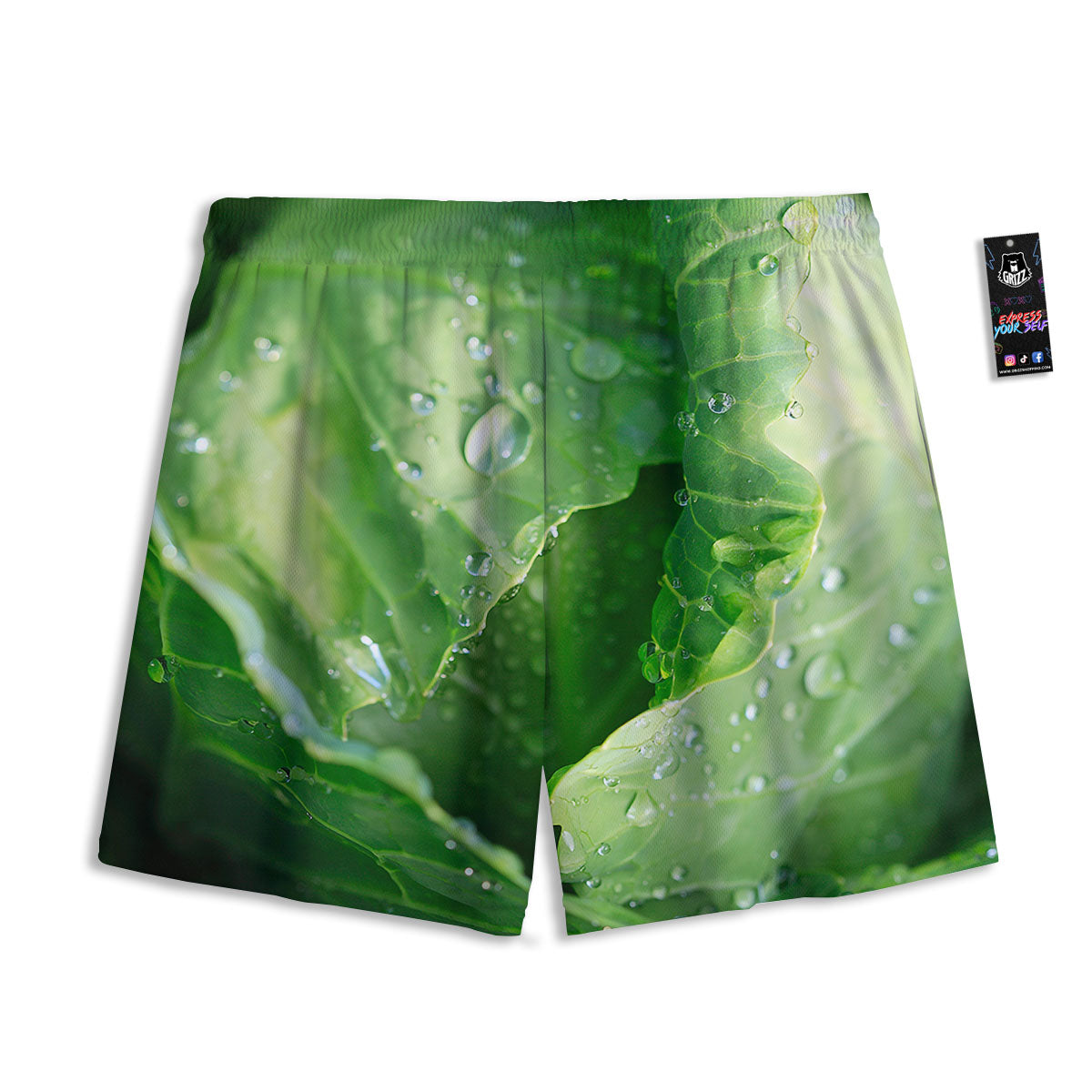 Cabbage Fresh Leaf Print Mesh Shorts