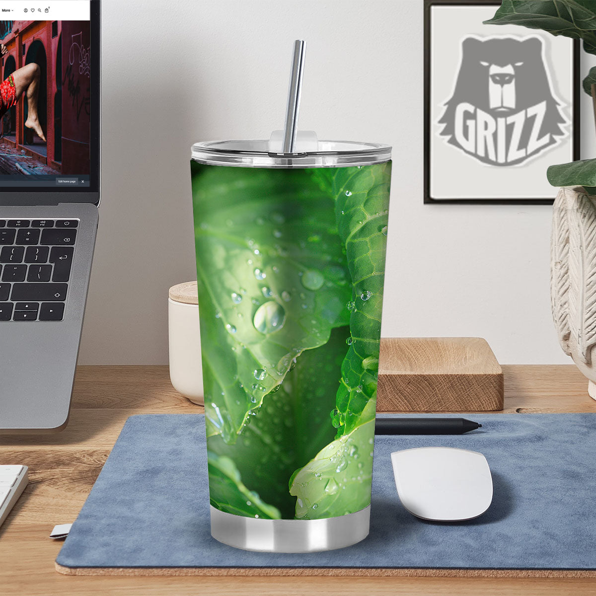 Cabbage Fresh Leaf Print Tumbler-grizzshop