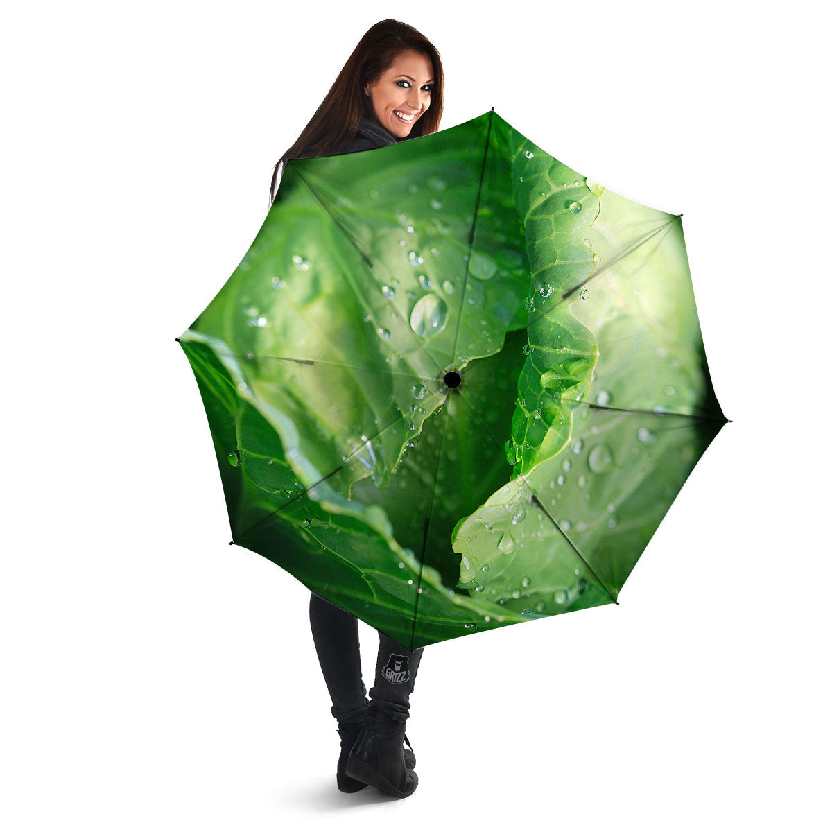 Cabbage Fresh Leaf Print Umbrella-grizzshop