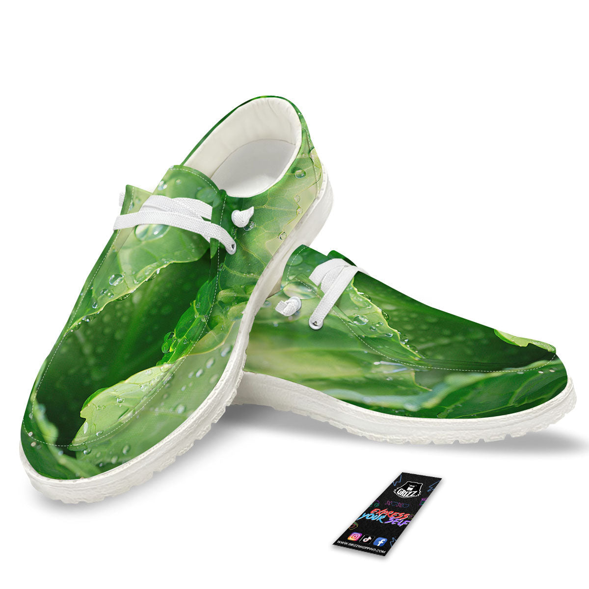 Cabbage Fresh Leaf Print White Loafers-grizzshop