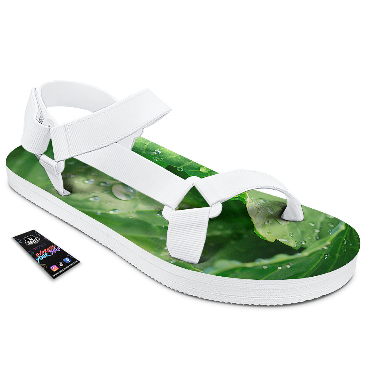 Cabbage Fresh Leaf Print White Open Toe Sandals-grizzshop
