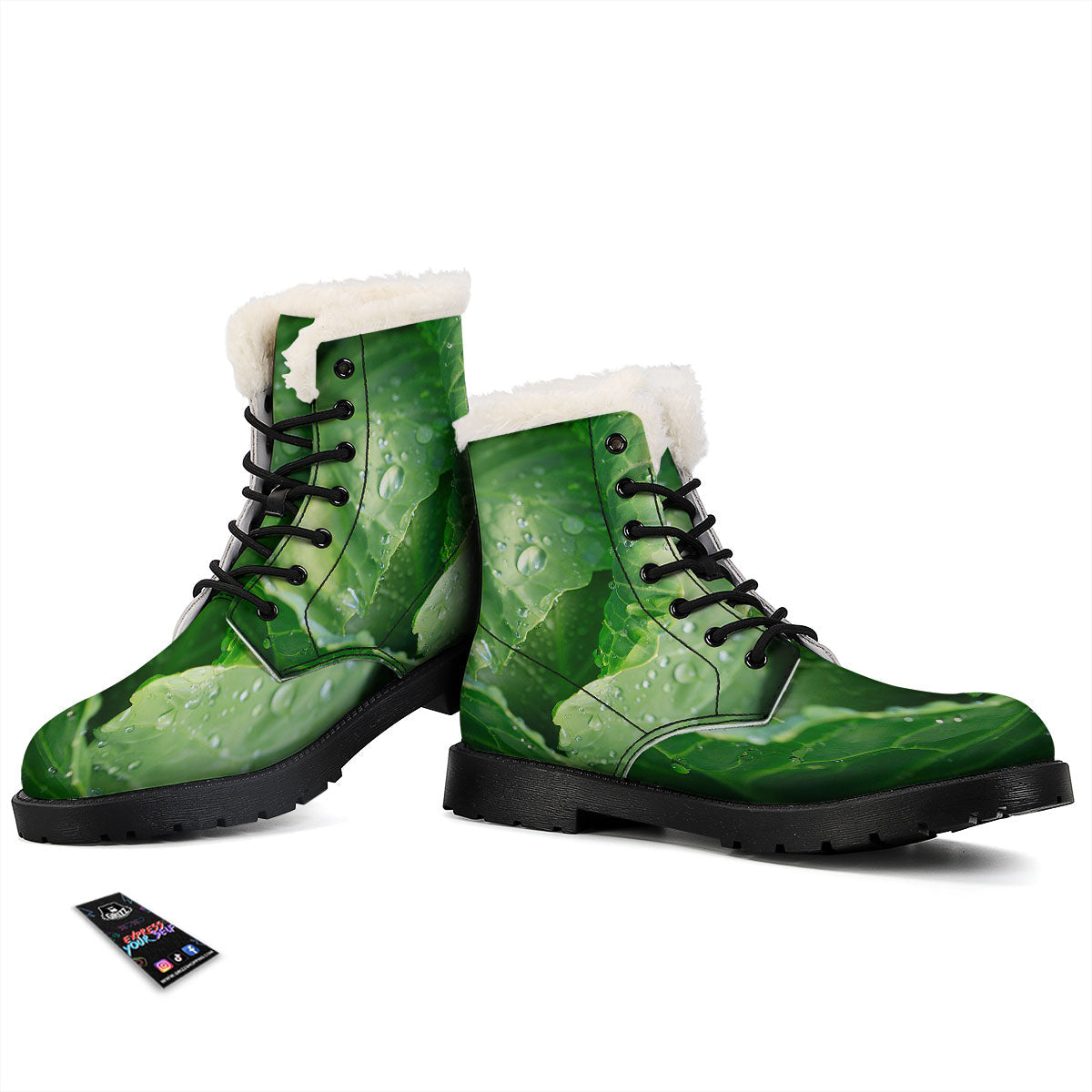 Cabbage Fresh Leaf Print Winter Boots-grizzshop