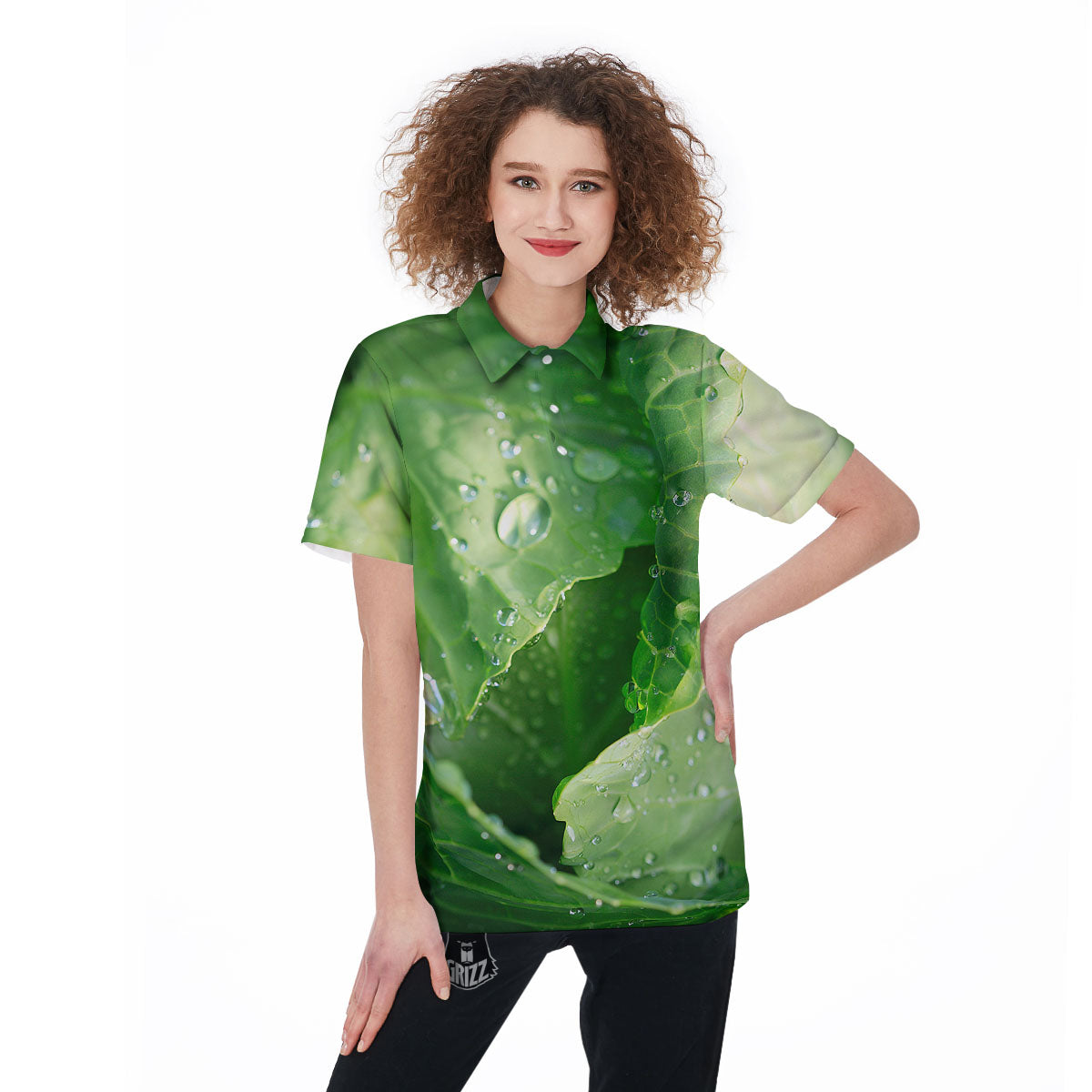 Cabbage Fresh Leaf Print Women's Golf Shirts-grizzshop