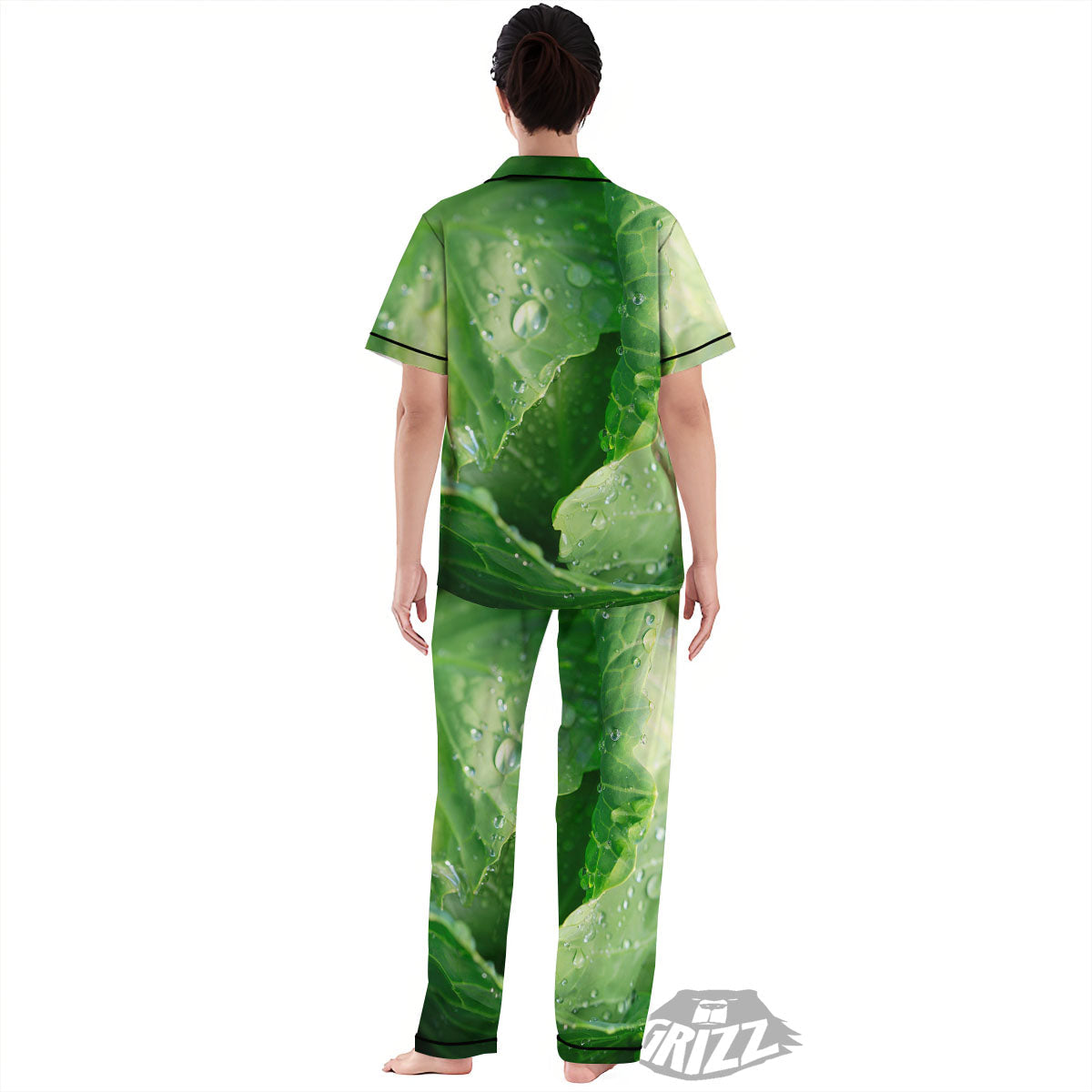 Cabbage Fresh Leaf Print Women's Pajamas Set-grizzshop