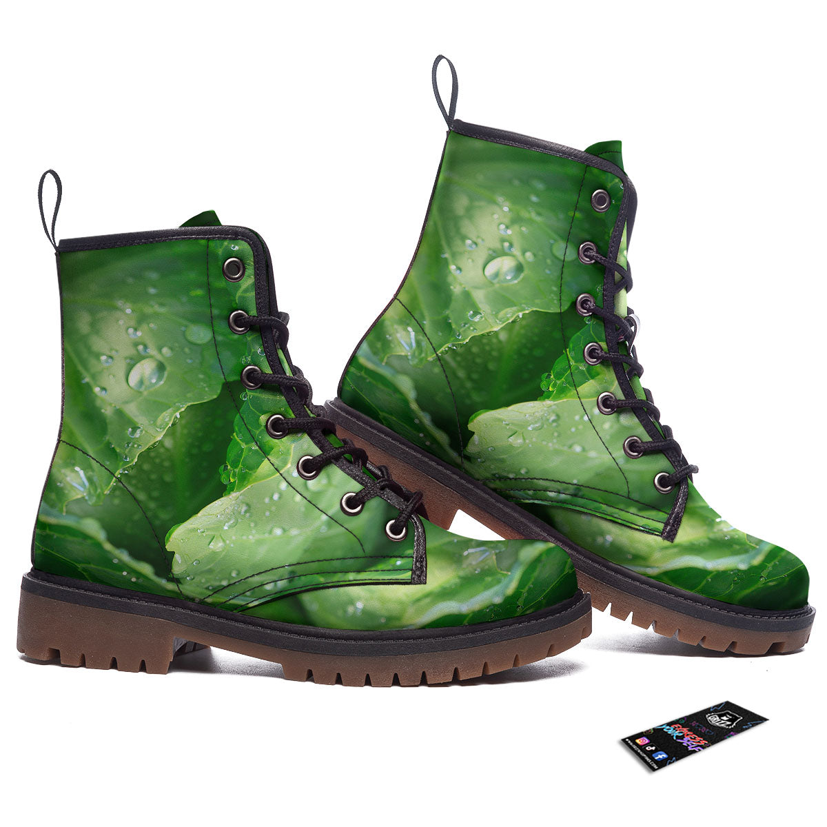 Cabbage Fresh Leaf Print Work Boots-grizzshop