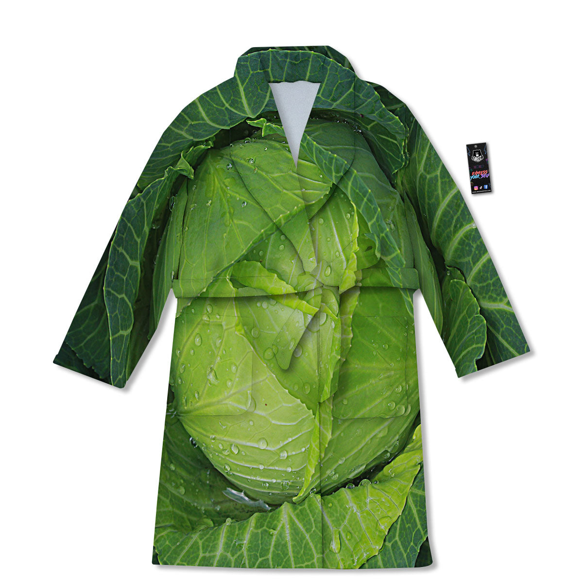 Cabbage Green Print Bathrobe-grizzshop