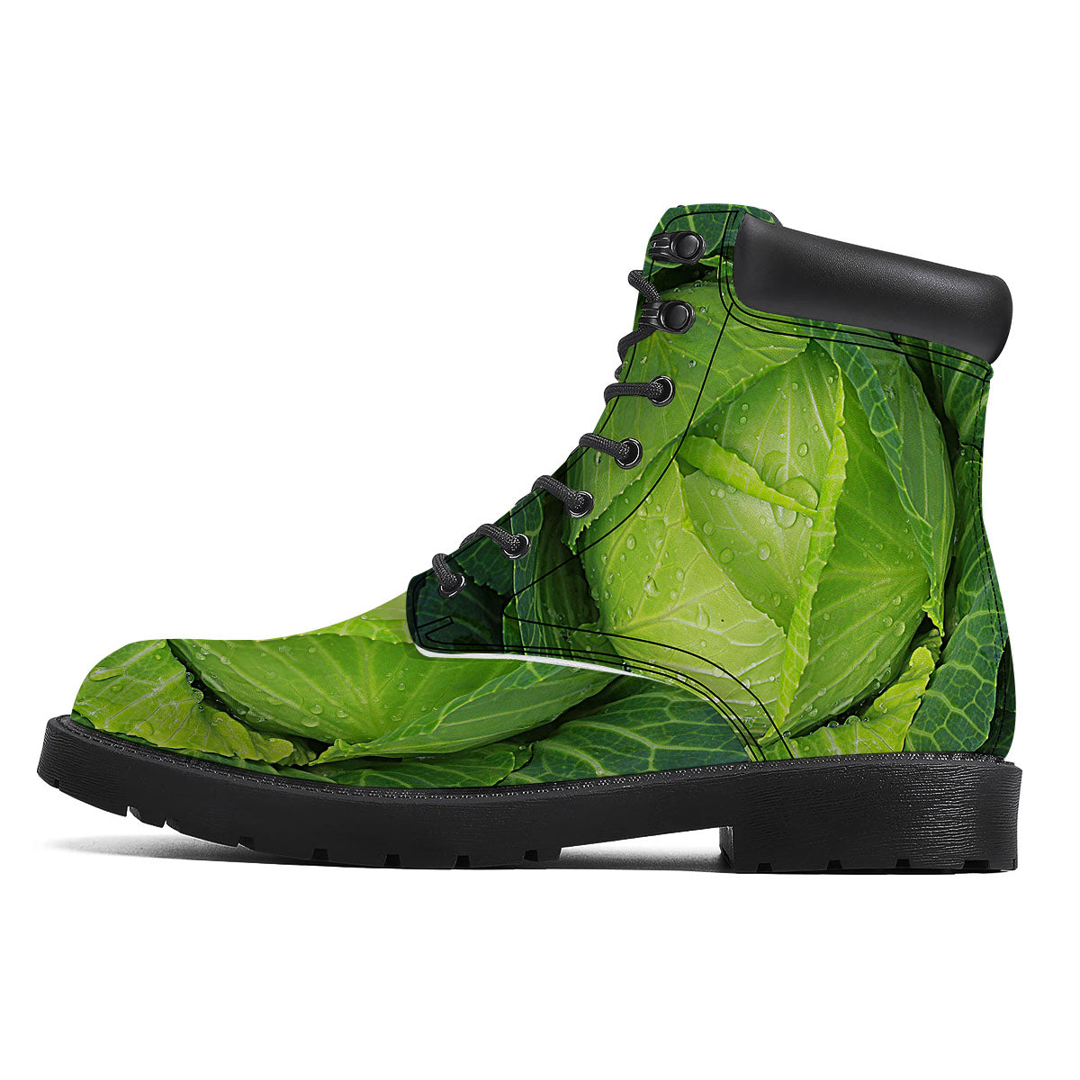 Cabbage Green Print Boots-grizzshop