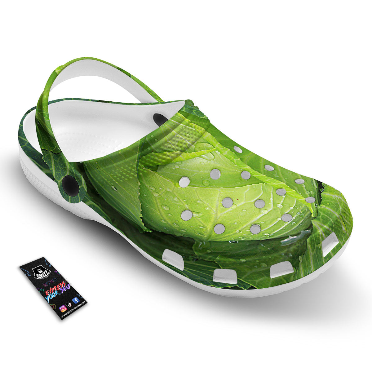 Cabbage Green Print Clog-grizzshop