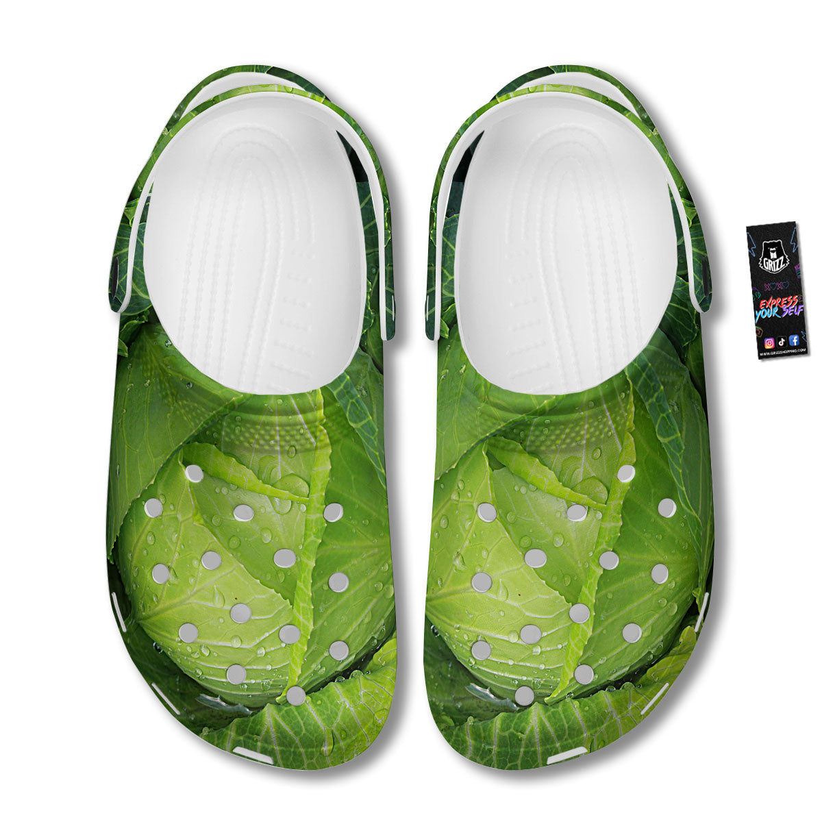 Cabbage Green Print Clog-grizzshop