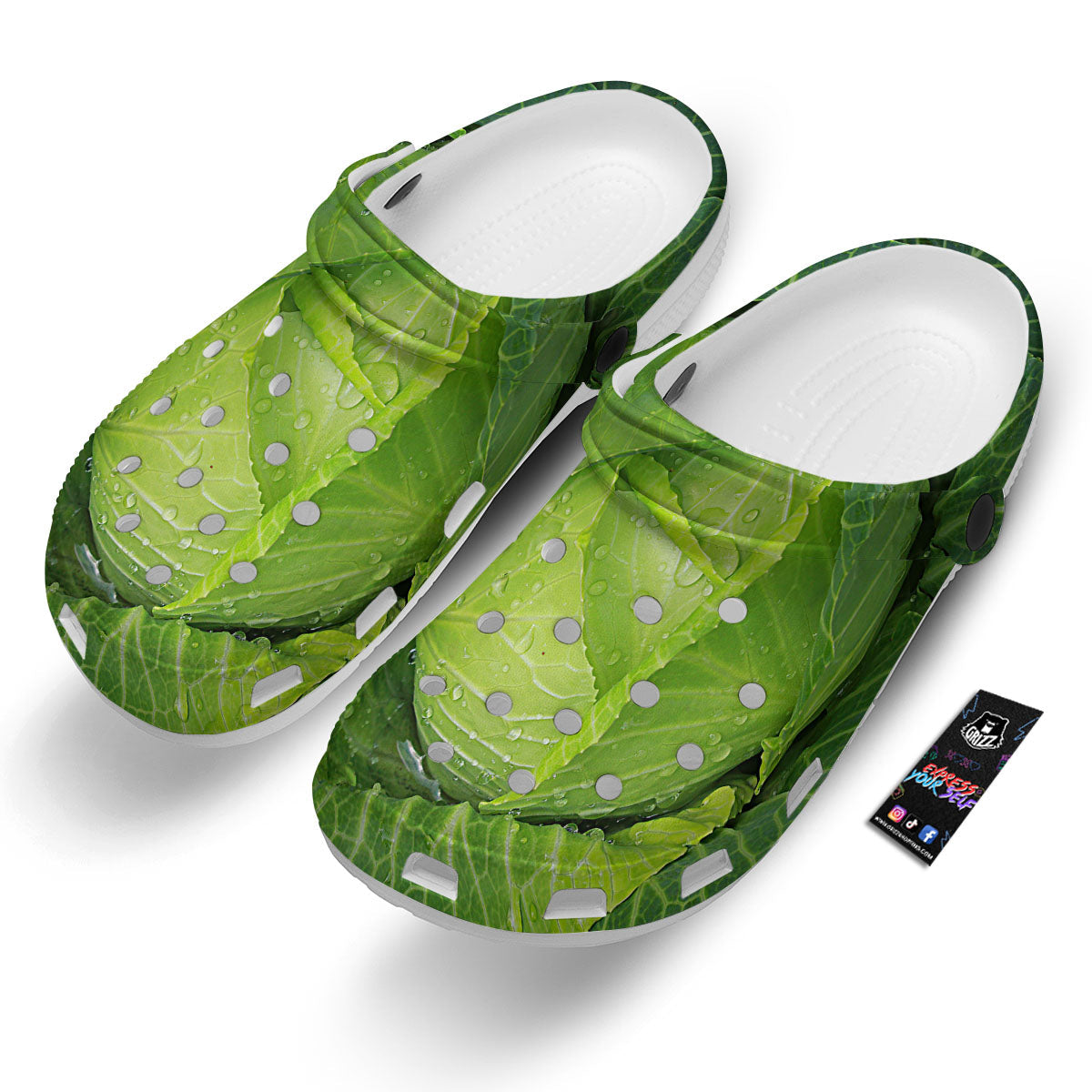 Cabbage Green Print Clog-grizzshop