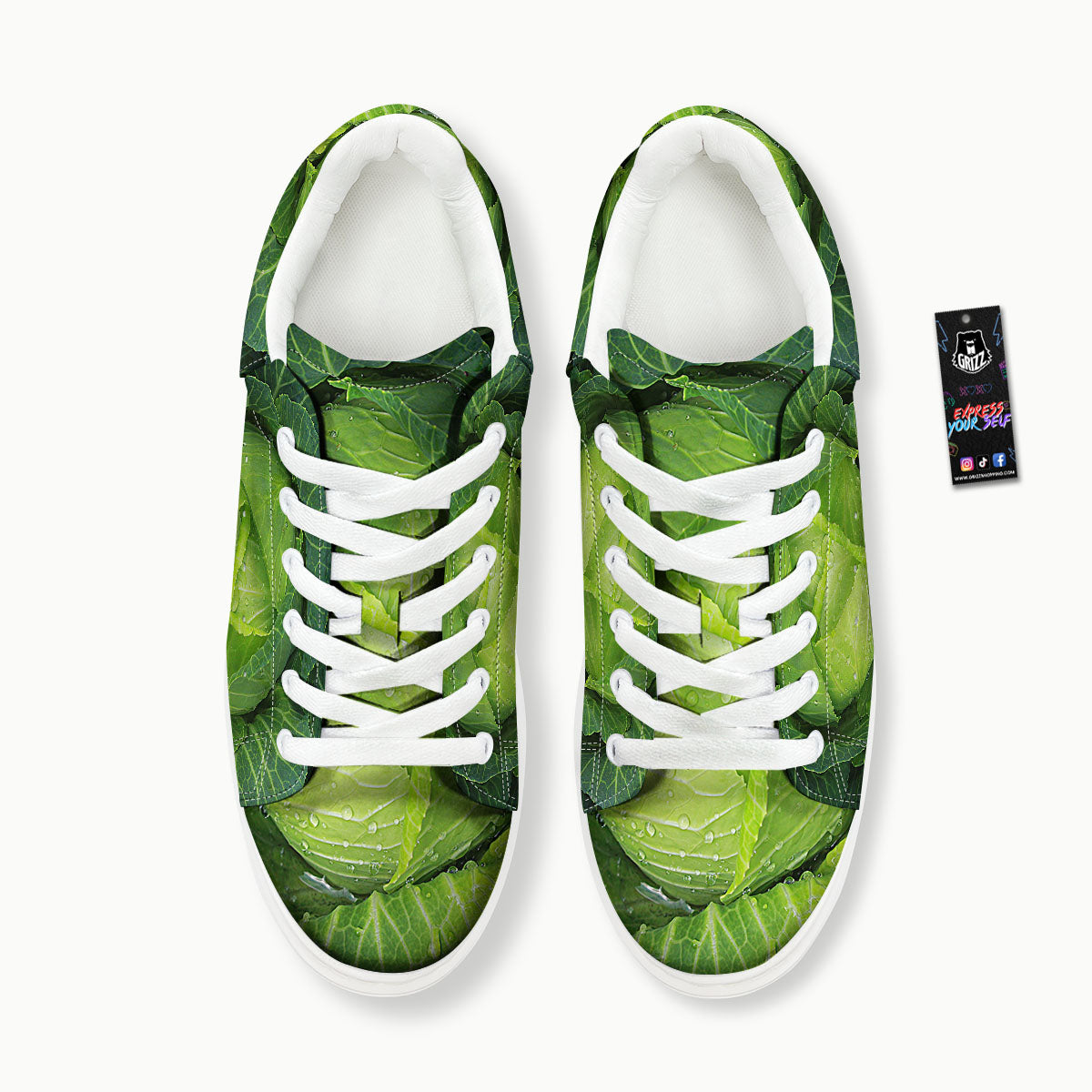 Cabbage Green Print Platform Shoes-grizzshop