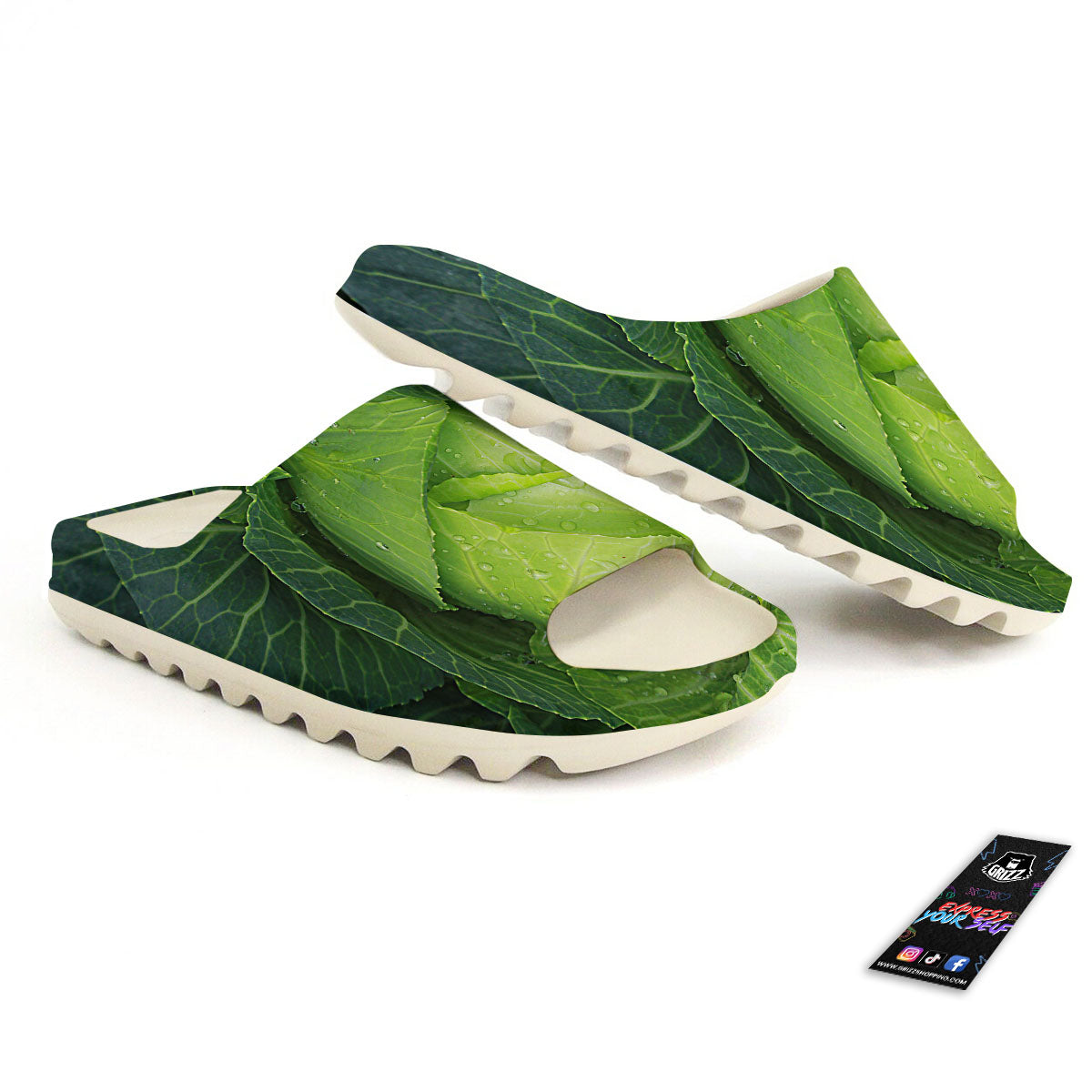 Cabbage Green Print Sandals-grizzshop