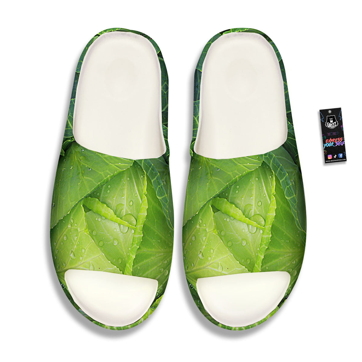 Cabbage Green Print Sandals-grizzshop